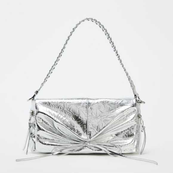 Zara | Bags | New Zara Woman Nwt Ss24 Silver Metallic
